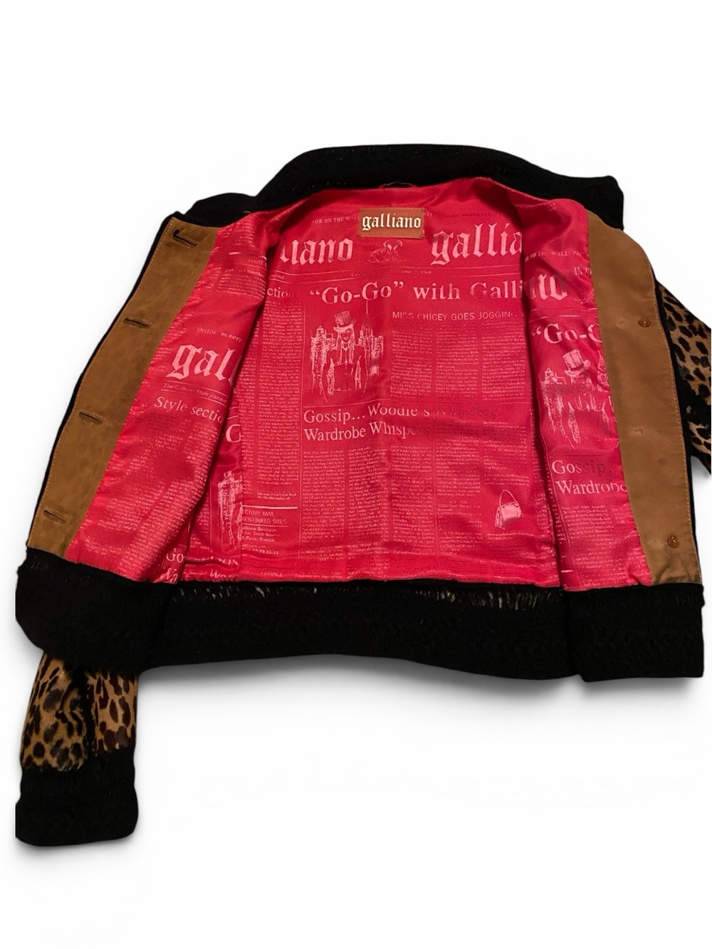 Beautiful! Vintage Galliano Leopard Print Jacket in Brown & Black, Size 6 - Picture 4 of 16